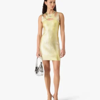 Minivestido con estampado en lámina dorada