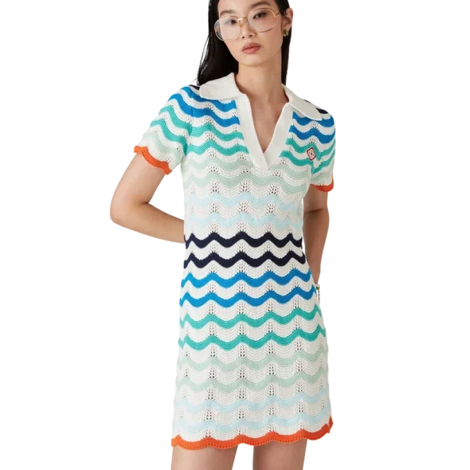 Minivestido de croché con ondas degradadas