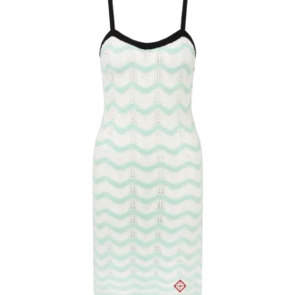 Minivestido de croché de algodón con estampado de ondas