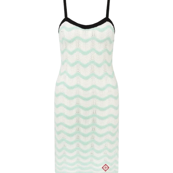 Minivestido de croché de algodón con estampado de ondas