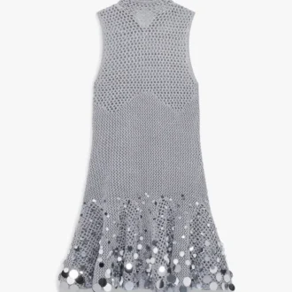 Minivestido de ganchillo plateado con efecto espejo