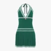 Minivestido verde plisado con cuello halter
