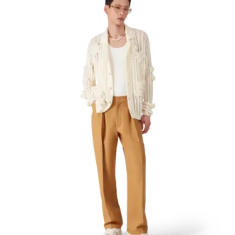 Pantalones chinos de lana con pliegues