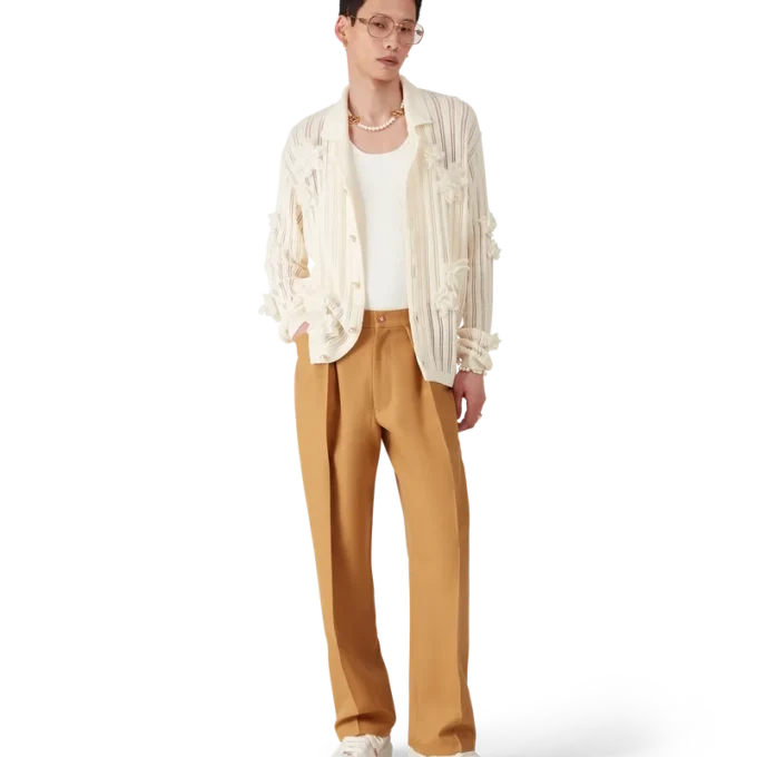 Pantalones chinos de lana con pliegues Pantalones chinos de lana con pliegues