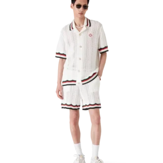 Pantalones cortos de algodón con diseño de chevrón de ganchillo