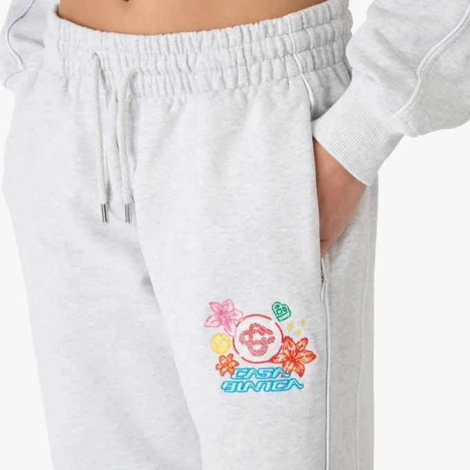 Pantalones cortos de chándal grises bordados Pantalones cortos de chándal grises bordados