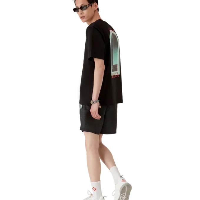 Pantalones cortos de rayas jacquard con monograma Pantalones cortos de rayas jacquard con monograma