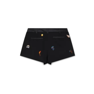 Pantalones cortos de sastrería de lana con motivo bordado