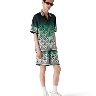 Pantalones cortos de seda con monograma degradado Pantalones cortos de seda con monograma degradado