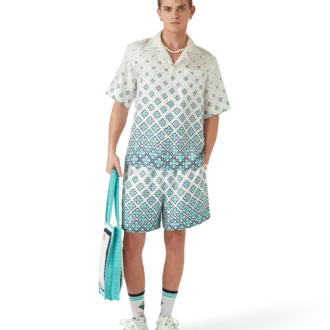 Pantalones cortos de seda con monograma degradado Pantalones cortos de seda con monograma degradado