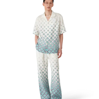 Pantalones de lino con monograma degradado