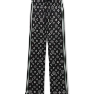 Pantalones de pijama de satén de seda con monograma Pantalones de pijama de satén de seda con monograma