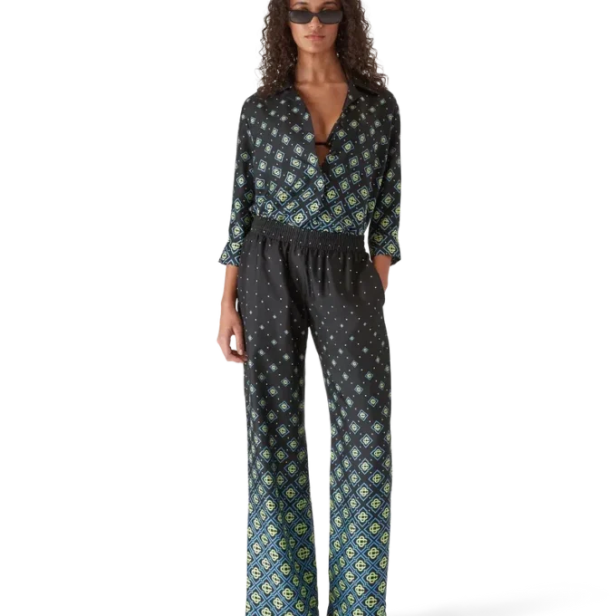 Pantalones de seda con monograma degradado