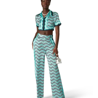 Pantalones de seda con motivo Monogram Wave