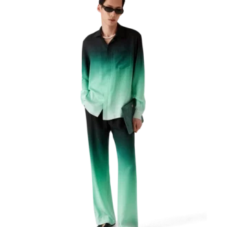 Pantalones de seda jacquard Ping Pong con degradado