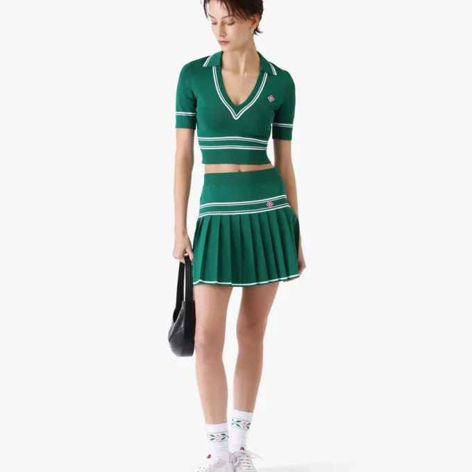 Polo corto de punto verde Polo corto de punto verde