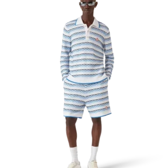 Polo de manga larga con costura plisada