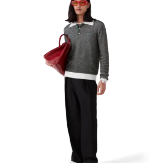 Polo de manga larga con rayas bouclé