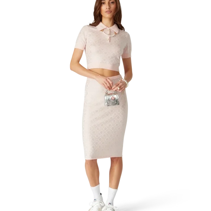 Polo de punto con monograma de cristal Polo de punto con monograma de cristal