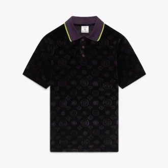 Polo de terciopelo con monograma morado