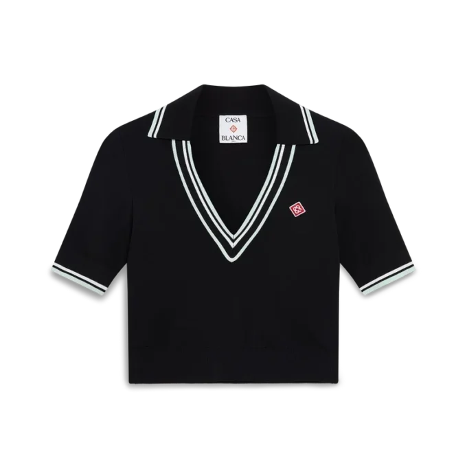 Polo de viscosa con cuello en V Polo de viscosa con cuello en V