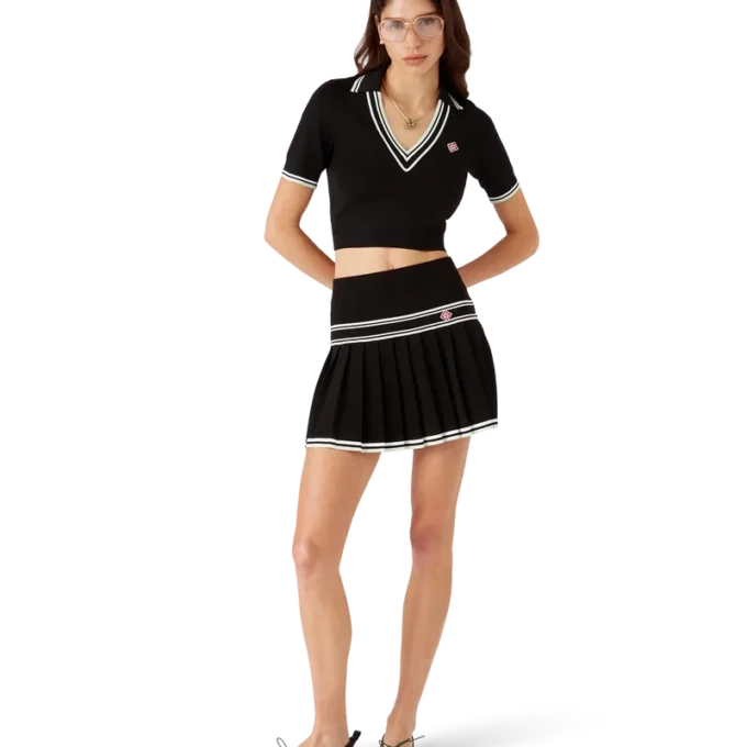 Polo de viscosa con cuello en V Polo de viscosa con cuello en V