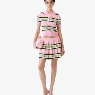 Polo entallado a rayas rosa y verde