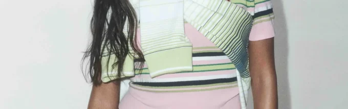 Polo entallado a rayas rosa y verde Polo entallado a rayas rosa y verde