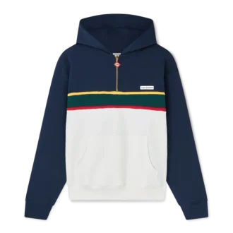 Sudadera con capucha y cremallera de un cuarto con bloques de color Sudadera con capucha y cremallera de un cuarto con bloques de color