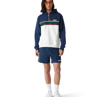 Sudadera con capucha y cremallera de un cuarto con bloques de color Sudadera con capucha y cremallera de un cuarto con bloques de color