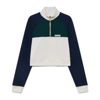 Sudadera corta con cremallera de un cuarto y bloques de color