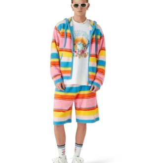 Sudadera oversize con capucha y rayas de punto mullido