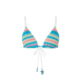 Top de bikini de rizo a rayas