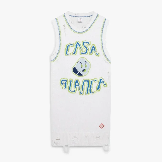 Vestido mini sin mangas blanco tejido a mano Vestido mini sin mangas blanco tejido a mano