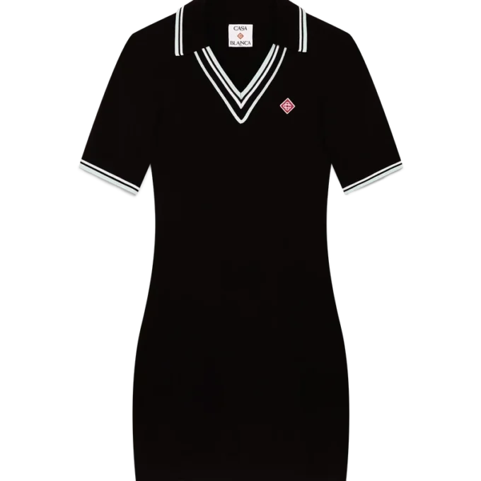 Vestido polo de viscosa con cuello en V Vestido polo de viscosa con cuello en V