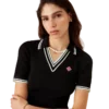 Vestido polo de viscosa con cuello en V Vestido polo de viscosa con cuello en V