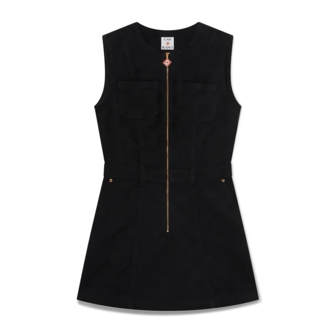 Vestido vaquero con cremallera y monograma Vestido vaquero con cremallera y monograma