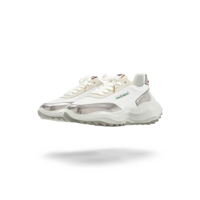 Zapatillas Atlantis blancas y cromadas para mujer Zapatillas Atlantis blancas y cromadas para mujer