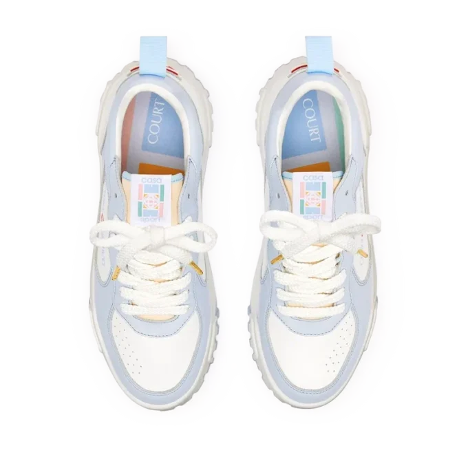 Zapatillas Court para mujer en blanco y azul claro Zapatillas Court para mujer en blanco y azul claro