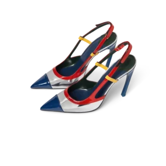 Zapatos de salón con talón abierto y arco cromado